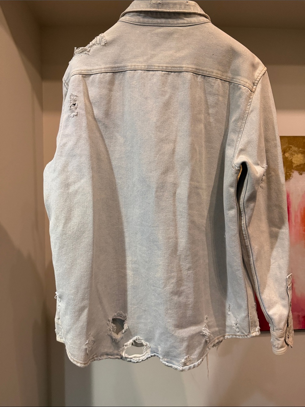 Zara Distressed Light Beige Denim Shirt - Men - Picture 3 of 3